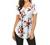 Women's Floral Printed Short Sleeve Henley V Neck T-Shirt Pleated Casual Flowy Tunic Blouse Tops