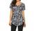 Women's Floral Printed Short Sleeve Henley V Neck T-Shirt Pleated Casual Flowy Tunic Blouse Tops