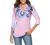 CEASIKERY Women's 3/4 Sleeve Floral V Neck Tops Casual Tunic Blouse Loose Shirt 008