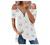 Women Cold Shoulder Casual Plus Size Spaghetti Strappy Tunic Tops Lace Short Sleeve Zip Up V Neck T Shirt Swing Blouse