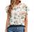 Womens Summer Ruffle Short Sleeve Chiffon Tops Loose Casual Floral Print Scoop Neck T-Shirts Tunic Ladies Work Blouses