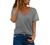 Womens Tops Stripe Mesh Sheer Short Sleeve Summer T-Shirt V Neck Dressy Casual Solid Tee Shirts Loose Fit Tunic Blouse