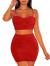 BEAGIMEG Women's Spaghetti Strap Sexy Top Bodycon Skirt Ruched 2 Piece Mini Dress