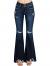 DAY VILLAGE Women's Distressd Mid Rise Stretch Flare Bottom Jeans