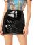 MakeMeChic Women's Neon Zip Back Leather Y2K Skirt PU Bodycon Short Mini Skirt