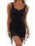 Wenrine Women Bodycon Mini Dress Sleeveless Drawstring Ruched Basic Party Club Tank Dress