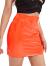 MakeMeChic Women's Neon Zip Back Leather Y2K Skirt PU Bodycon Short Mini Skirt