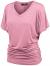 Made By Johnny MBJ Women's Solid Short Sleeve Boat Neck V Neck Dolman Top with Side Shirring