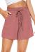 NEYOUQE Womens Cotton Linen Casual Summer Elastic Waist Comfy Shorts with Pocket