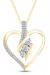 AFFY 1/4cttw Round Cut White Natural 3 Stone Diamond Heart Pendant Necklace in 14K Gold Over Sterling Silver (0.25 Ct) with 18" Chain For Women