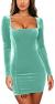 GOBLES Womens Sexy Velvet Long Sleeve Bodycon Elegant Mini Party Dress