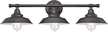 Westinghouse Lighting 6343400 Iron Hill Three-Light Indoor Wall Fixture, Finish with Highlights and Metal Shades, 3, Oil Rubbed Bronze/White