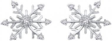 KATARINA Diamond"Snow Flake" Earrings in Gold or Sterling Silver (1/8 cttw, G-H, I2-I3)