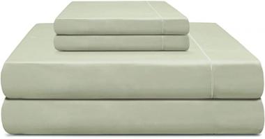 Flex Top King Sheet Set 4 Piece 100% Pima Cotton 610TC Sheet Set with Top/Bottom/Side Labels (Sage, FlexTop Eastern King)