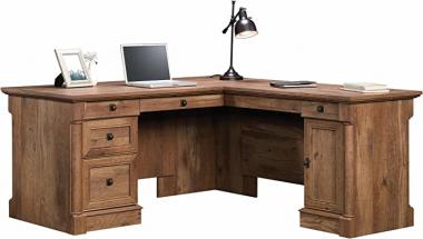 Sauder Palladia L-Shaped Desk, Vintage Oak finish