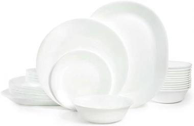 Corelle®| Winter Frost White 38pc Dinnerware Set | Service for 12 | Classic White |Easy-to-Clean | Triple-layer strong glass resistant to chips and cracks |Made in USA