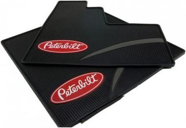 Peterbilt Motors OEM Day Cab Logo Sleep Ribbed Semi Truck Vinyl Rubber Floor Mats