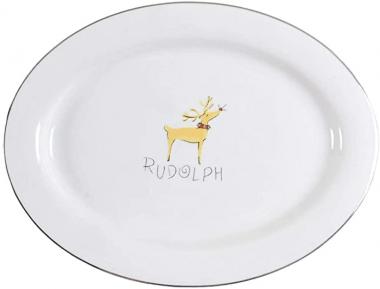 Pottery Barn Reindeer 16 Oval Serving Platter, Fine China Dinnerware