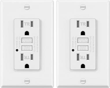 2 Pack - ELECTECK 15A/125V Tamper Resistant GFCI Outlet, Duplex GFI Receptacle with LED Indicator, Residential and Commercial Grade, ETL Certified