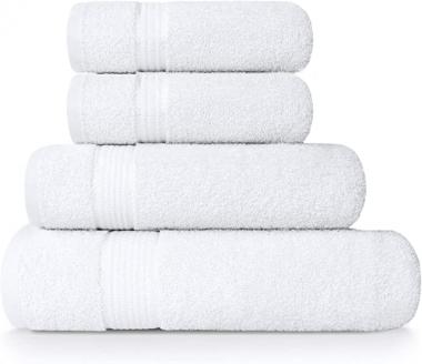 Linen Republic Bath Towels Set of 4 -100% Cotton Luxury Bath Towel Hand Towel and Wash Cloths Bathroom Towel Set- Ultra Soft and Absorbent Eco Friendly -Hotel Quality Bath Sheets (Off White)