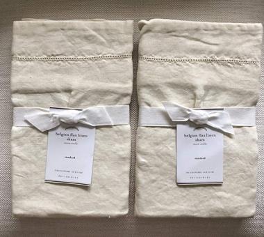 Pottery Barn Belgian Linen Flax Standard Shams ~Set of Two~Ivory ~