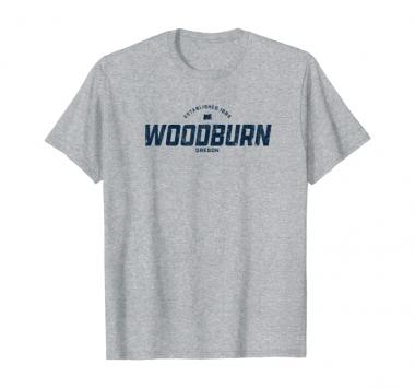 Woodburn Oregon OR Vintage Athletic Navy Sports Logo T-Shirt