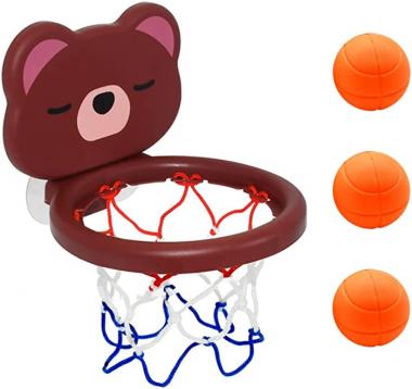 NUOBESTY Bath Toy Toddler Basketball Hoop Balls Playset Cute Bear Bathtub Basketball Hoop Balls Set Bathtub Shooting Game for Bathroom Indoor