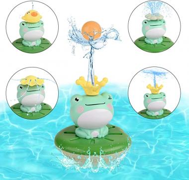 Dicosky Fountain Baby Bath Toys, 5 Modes Spray Water Bath Toy for Toddlers 1-5 Years Old,5 Pcs Spray Water Rotating Frog Toy,Bathtub Pool,Floating Toys,Automatic Sprinkler Toys Gift for Kids