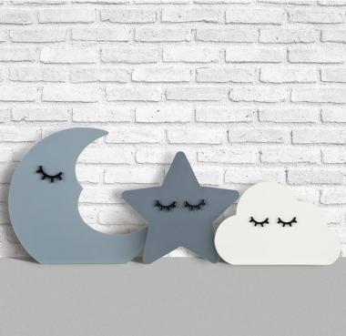 3 Pcs Moon Stars and Cloud Celestial Nursery Decor Bohemian Wood Nursery Shelves Decoration Wooden Nordic Boho Baby Nursery Wall Decor for Bedroom Wedding Baby Shower Boys Girls Kids