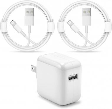 iPad Charger iPhone Charger【Apple MFi Certified】 12W USB Wall Charger Foldable Portable Travel Plug with 2-Pack USB to Lightning Cable(6 Ft) Compatible with iPhone, iPad, iPad Mini, iPad Air, Airpods