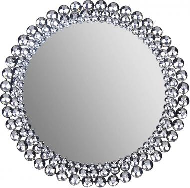 Everly Hart Collection Round Jeweled Accent Mirror, 24" x 24", Silver