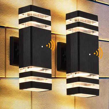 DASTOR Dusk to Dawn Outdoor Wall Sconce 2 Pack, 3000K Warm White Up and Down Wall Lights Outdoor, Aluminum Exterior LED Light Fixtures for Porch Patio Garage