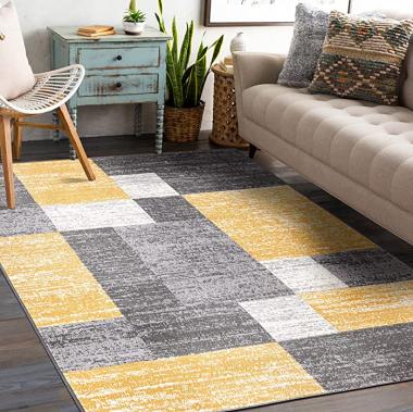 Rugshop Oslo Modern Geometric Boxes Area Rug 5' x 7' Yellow