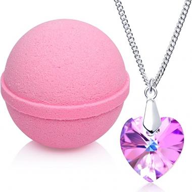 Love Potion Bath Bomb with Necklace Created with Crystal Extra Large 10 oz. Made in USA