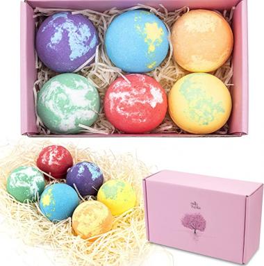 ToyRis Bath Bombs Gift Set-6 Extra Large 5.9oz with Hairpin Inside The Package,Essential Oils Bubble Bath for Moisturizing Dry Skin,Pretty Suprise Gifts for Womens and Girls