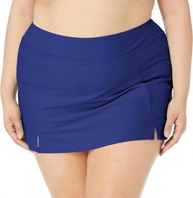 Maxine Of Hollywood Women's Plus-Size Side Slit Swim Skirt Swimsuit