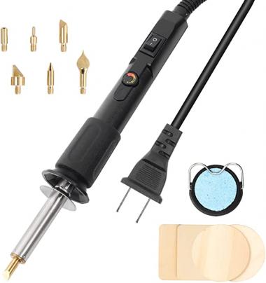 Wood Burning Kit, Wood Burning Pen with Adjustable Temperature 200~450℃ for Adults Crafts Beginners, Wood Burn Tools with 6 Tips for Embossing Carving