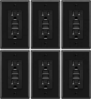 6 Pack - ELECTECK 15A/125V Outdoor GFCI Outlet, Weather Resistant GFI, Tamper Resistant Receptacle, ETL Listed, Black