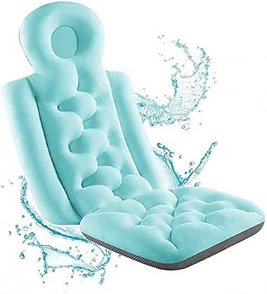 LUKUCEA Bath Cushion for Tub, Full Body Bath Tub Pillow, Non-Slip Spa Bath Pillow for Neck, Head & Shoulders, Soft Bathtub Cushion for Luxury Bubble Bath, Buckle Fixed, Can Hang