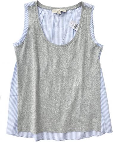 Ann Taylor LOFT Women's Mixed Media Striped Swing Tank