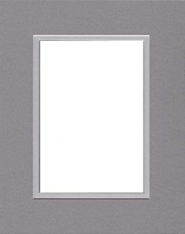 Pack of (2) 18x24 Double Acid Free White Core Picture Mats Cut for 13x19 Pictures in Ocean Grey and Nantucket Grey