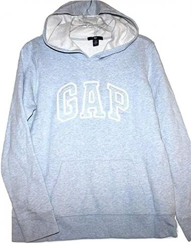 GAP Women's Light Blue Heather Arch Logo Pullover Sweatshirt Hoodie (M, Heather Blue)