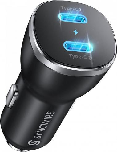 Syncwire USB C Car Charger - 40W 2-Port PD 3.0 (20W&20W) Type C Car Charger Adapter with Power Delivery for iPhone 14/14 Pro/14 Plus/14 Pro Max/13/12/11/SE/XR/X, Galaxy S22/S10, iPad Pro and More