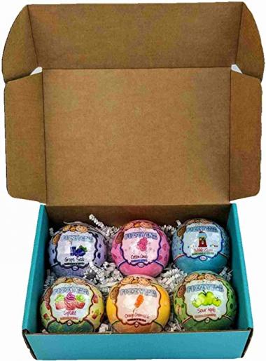 Bela Premium Kids Fizzy Bath Bombs, Assorted Box of 6