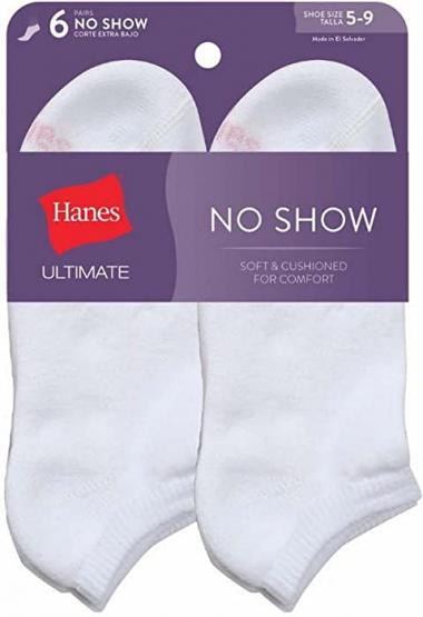 Hanes Ultimate Women's 6-pair No-Show Socks White