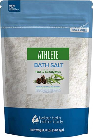 Athlete Bath Salt 128 Ounces Epsom Salt with Natural Lavender, Pine, Peppermint and Eucalyptus Essential Oils Plus Vitamin C in BPA Free Pouch with Easy Press-Lock Seal