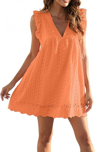 Summer Dresses for Women 2024 Casual Sleeveless V Neck Ruffle Beach Vacation Sundresses Plus Size Cute Flowy Mini Dress