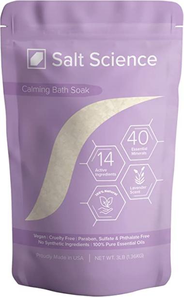 Salt Science Calming Bath Soak - Mind & Body Recovery Bath Salt With 40 Essential Minerals - All-Natural Magnesium & Dead Sea Salt For Relaxation, Muscle Soothing & Sleep - 100% Natural Lavender Scent