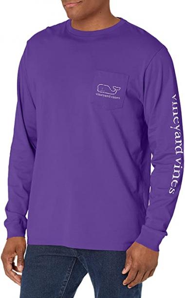 vineyard vines Men's Long Sleeve Vintage Whale Pocket T-Shirt