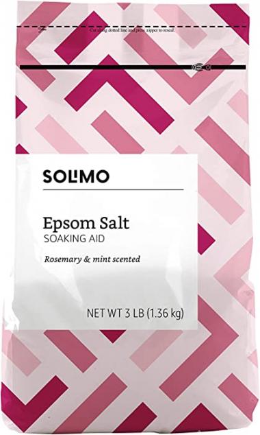 Amazon Brand - Solimo Epsom Salt Soaking Aid, Rosemary Mint Scent, 3 Pound